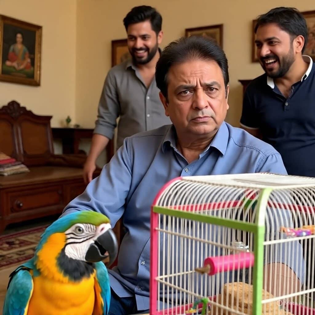 बोलने वाला तोता पिंजरे